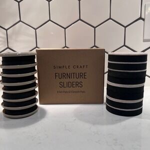 Simple Craft 16 Piece‎ Furniture Sliders NEW 8 Felt/8 Smooth Plastic Easy Moving